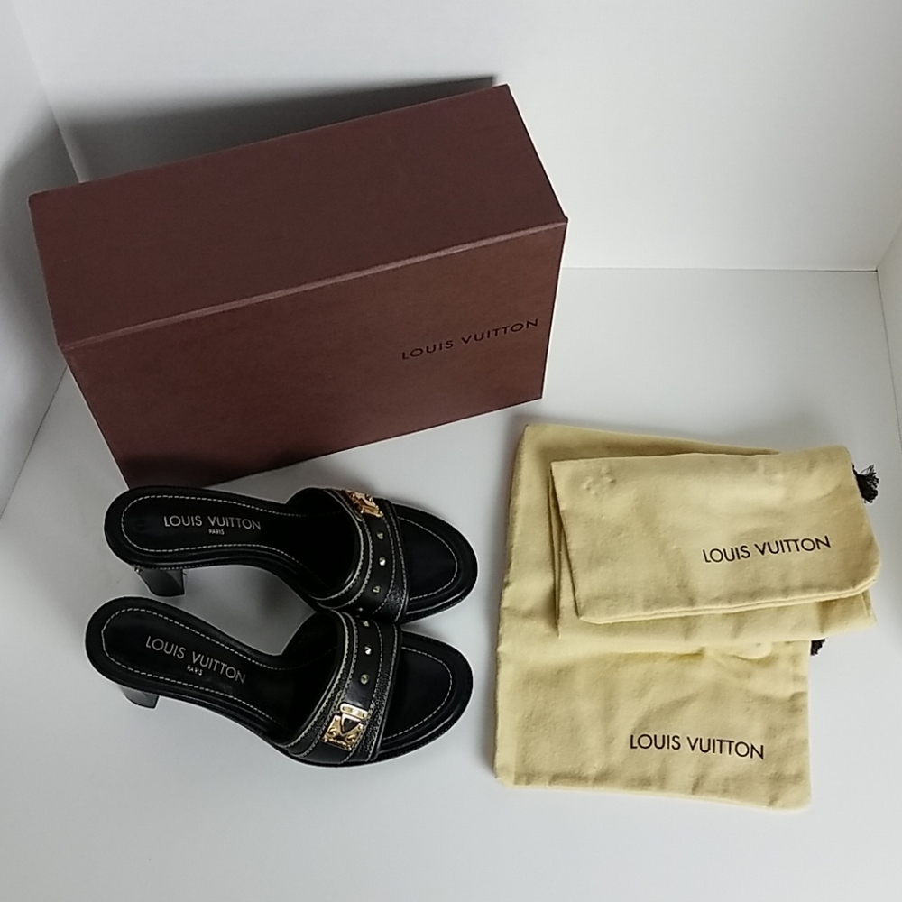 Louis Vuitton  Sandals  Black/Gold Sz 38 - Picture 8 of 8